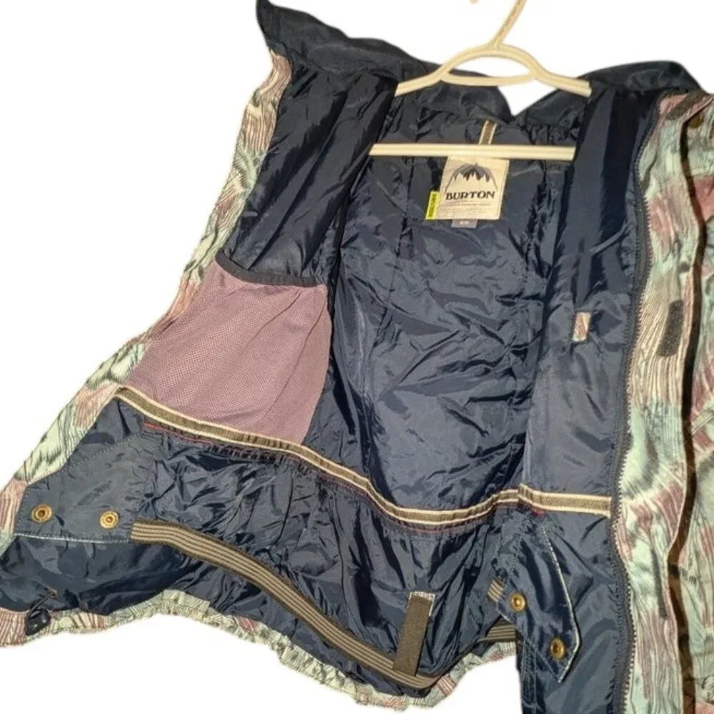 Burton Feathers Print Snow Snowboarding Ski Puffer Jet Set Dryride Jacket Coat